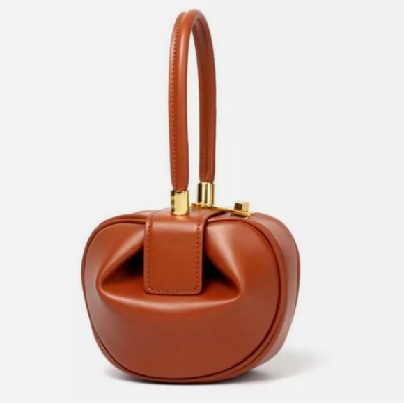Dumpling Bag, Fortune Cookie Bag, Cloud Bag, Cognac Colored Faux Leather